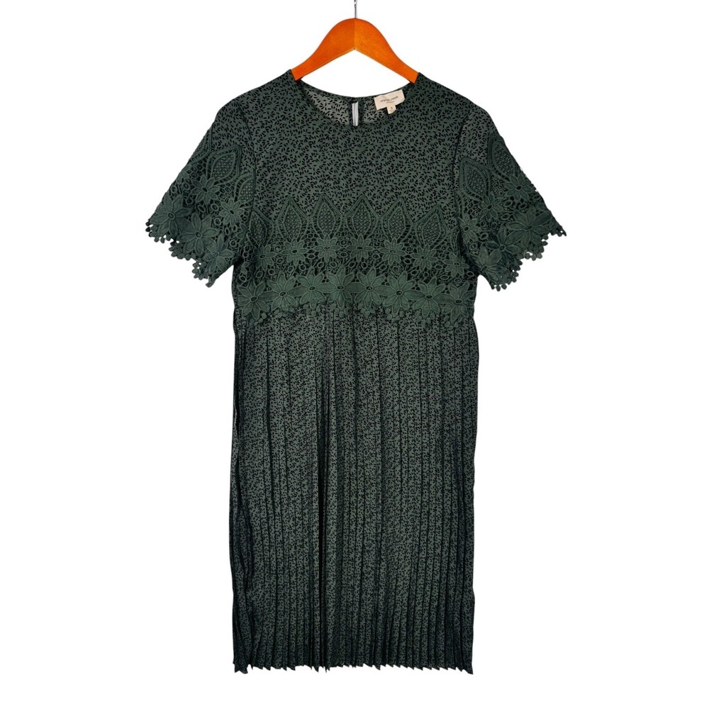 Orange Creek Dress Womens Small Green Pleated Lace Midi Boho Cottagecore Prairie